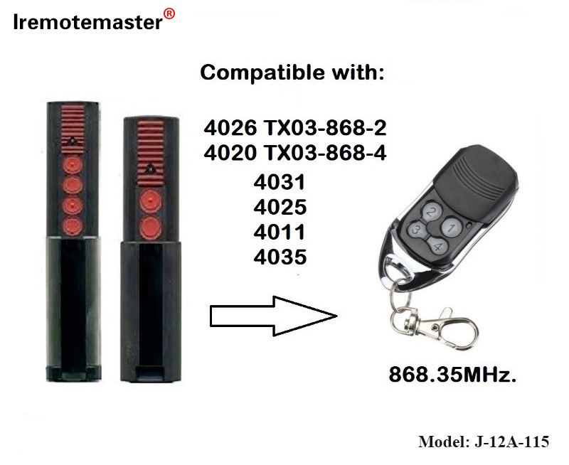 За 4020 4026 ТКС03-868-4 даљински управљач 868 МХз ТКС03-8-4 Роллинг Цоде